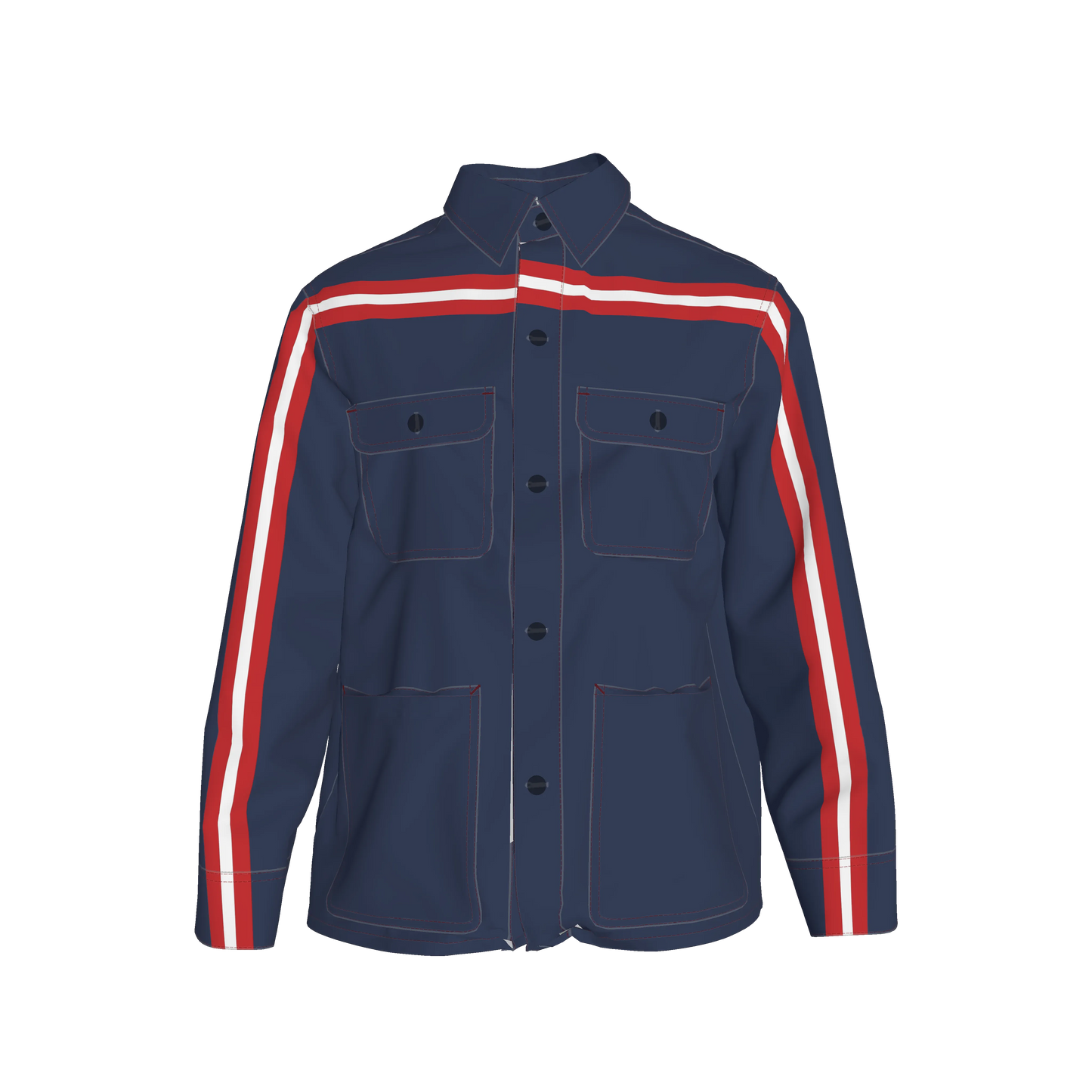 🟦🔴⚪ The Retro Blue MotoStripe™ Chore Coat