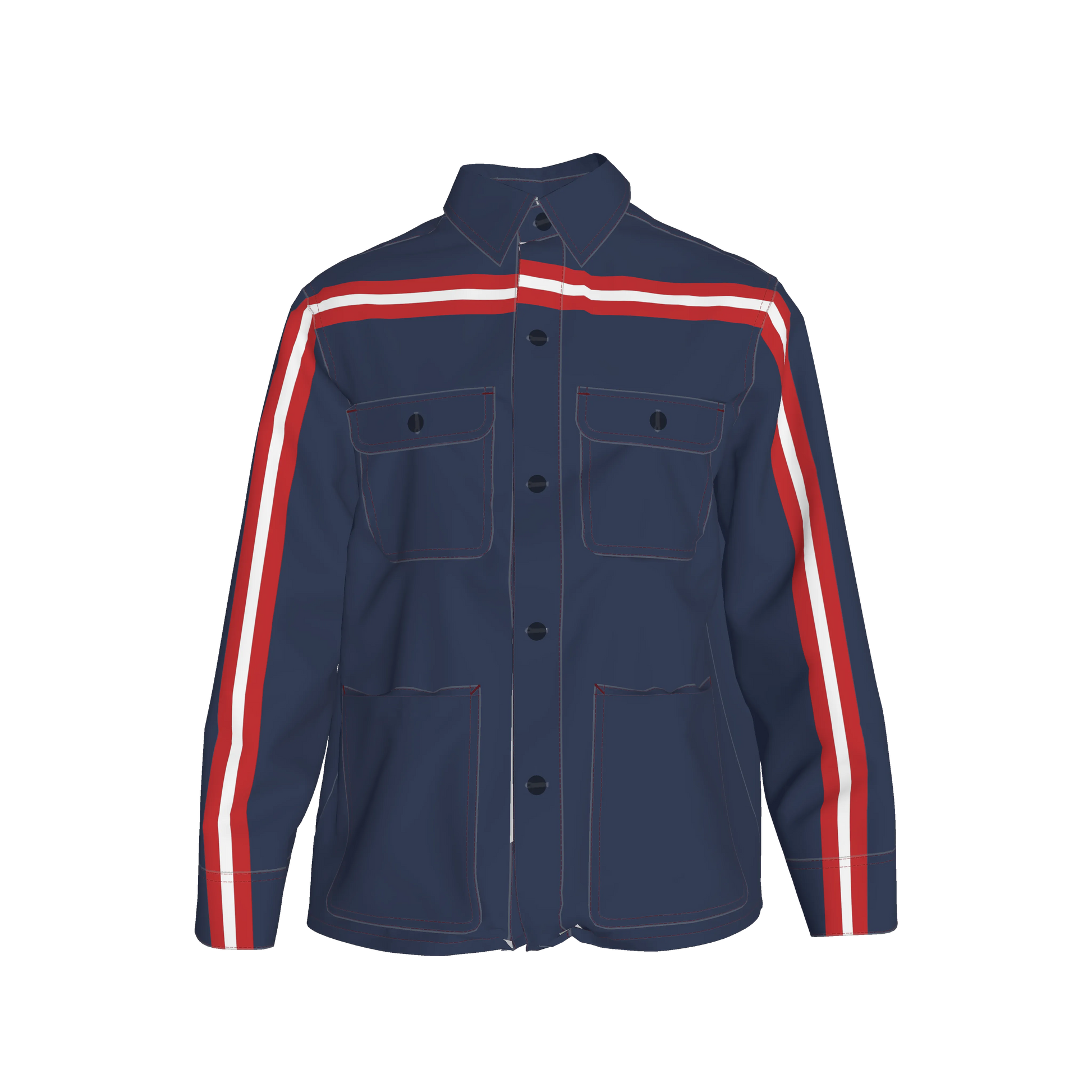🟦🔴⚪ The Retro Blue MotoStripe™ Chore Coat