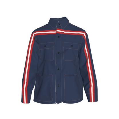 🟦🔴⚪ The Retro Blue MotoStripe™ Chore Coat