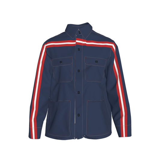 🟦🔴⚪ The Retro Blue MotoStripe™ Chore Coat
