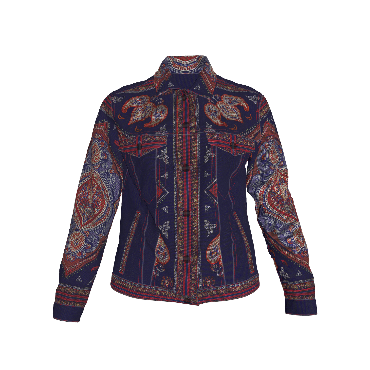 Navy & Red Bandana Women's Jacket 2