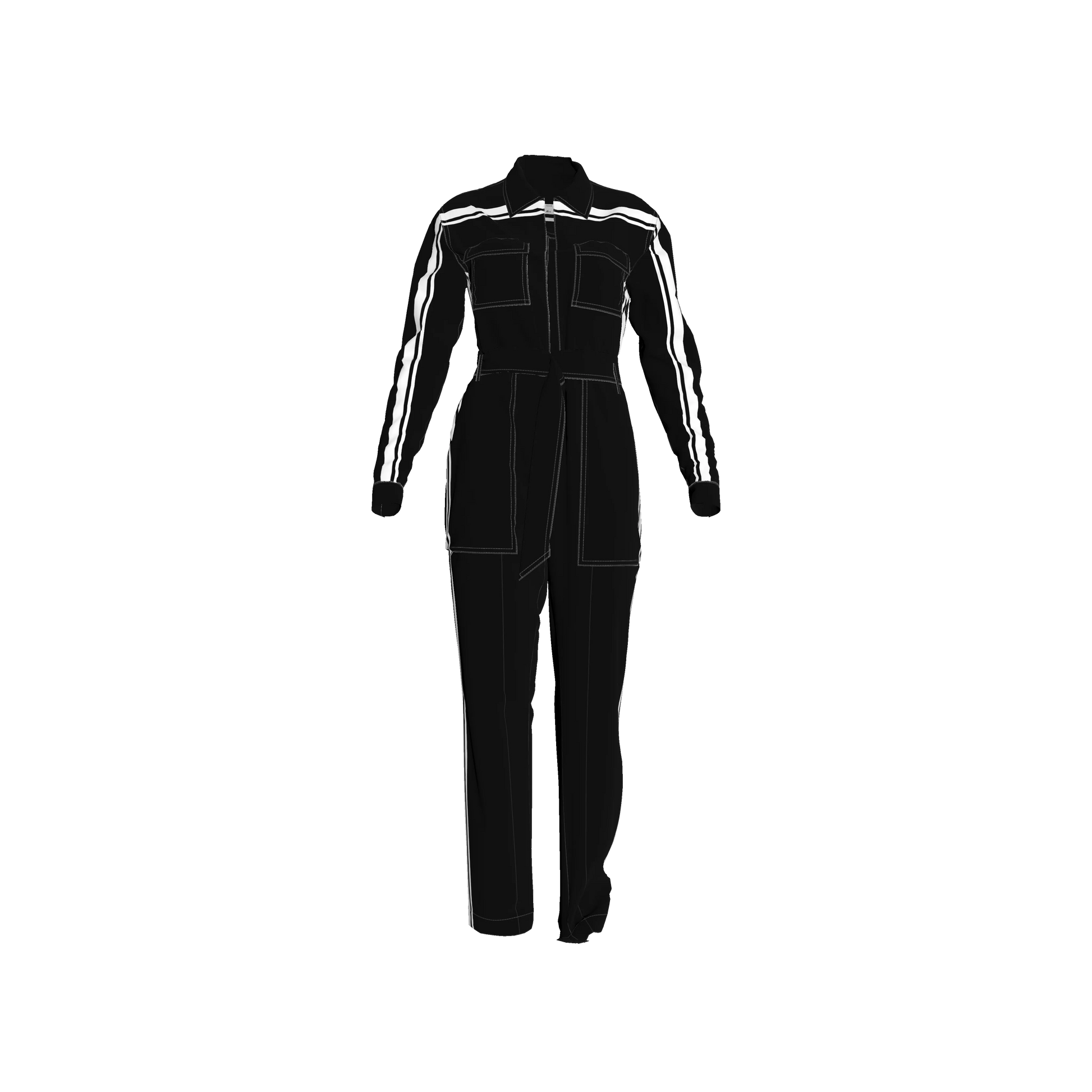 Black & White Lightweight Organic Cotton Flannel MotoStripe™ Jumpsuit