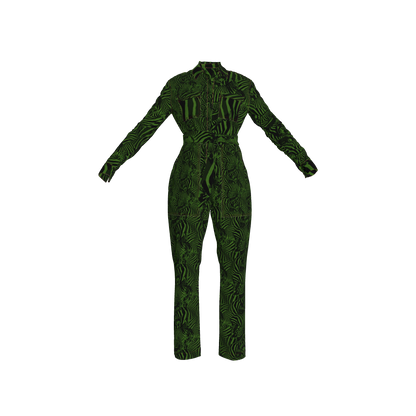 Green Zebra Button Jumpsuit