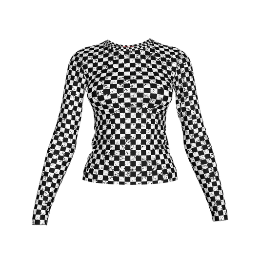 Chequered Splat Long Sleeve Tshirt