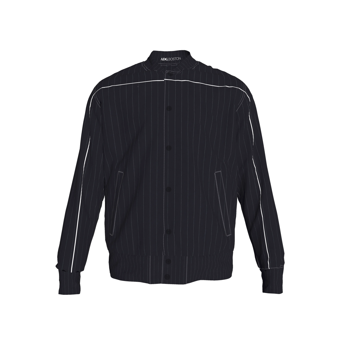 The Navy Pinstripe Snap Fleece Baseball Jacket ⚾💙