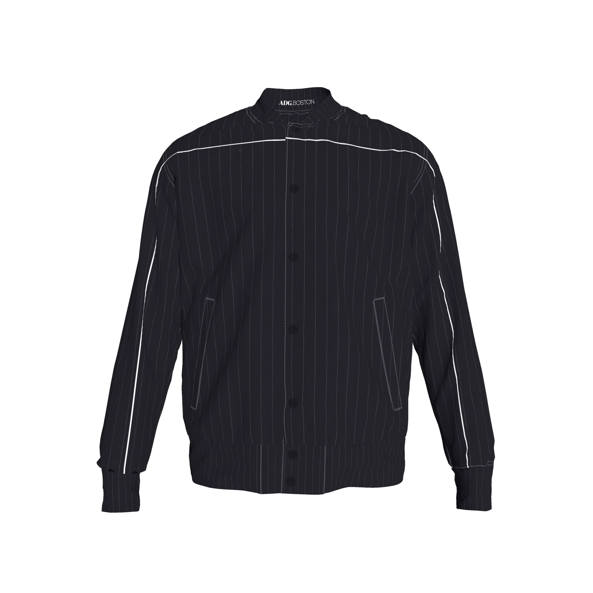 The Navy Pinstripe Snap Fleece Baseball Jacket ⚾💙