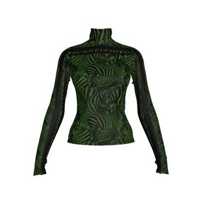 🦓💚 Green Zebra MotoStripe™ Turtleneck