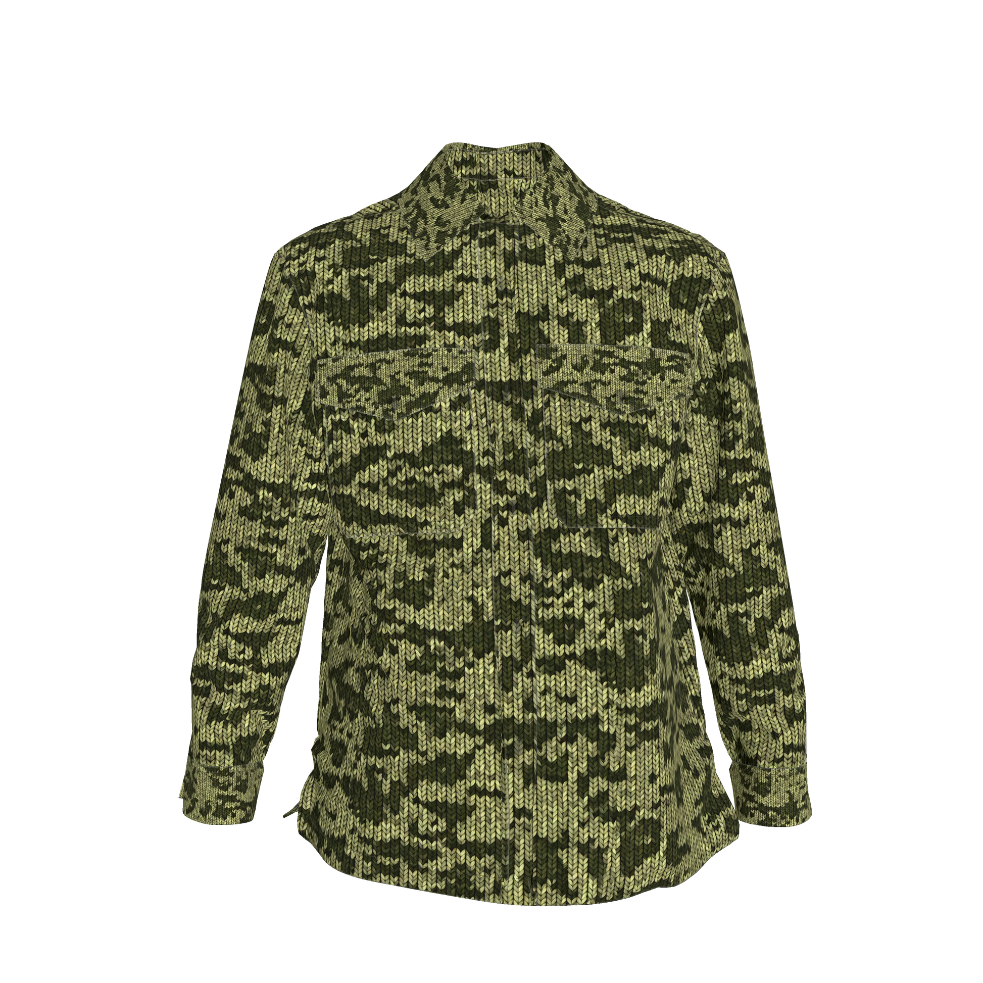 Forest Green🌲🧶Faux-Knit Denim Shirt Jacket 