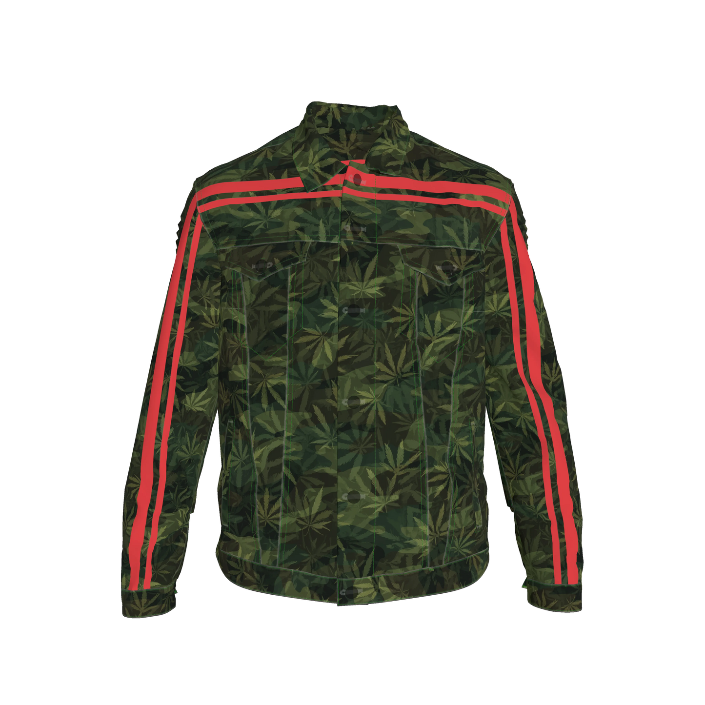 🌿Green Leaf Red MotoStripe™ Men's Jean Jacket