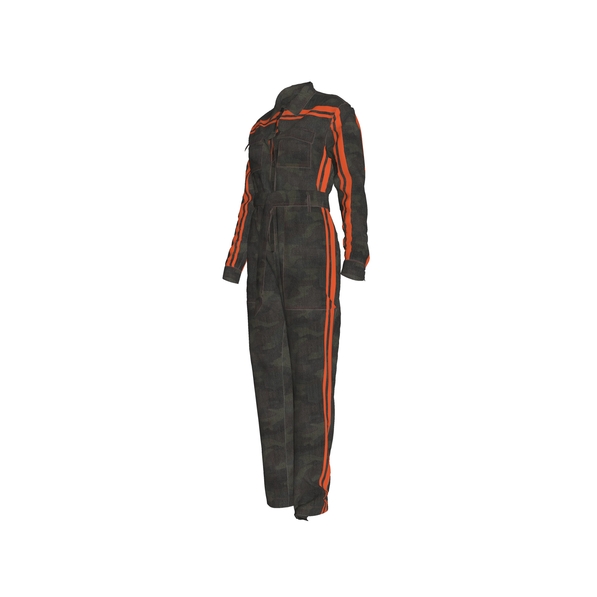 The Army Green Camo + Orange MotoStripe™ Jumpsuit