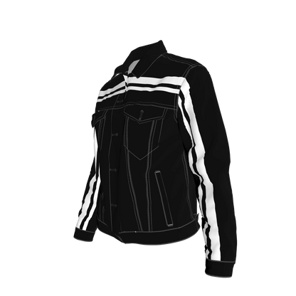 Black and White Stripe Women's Jean Jacket