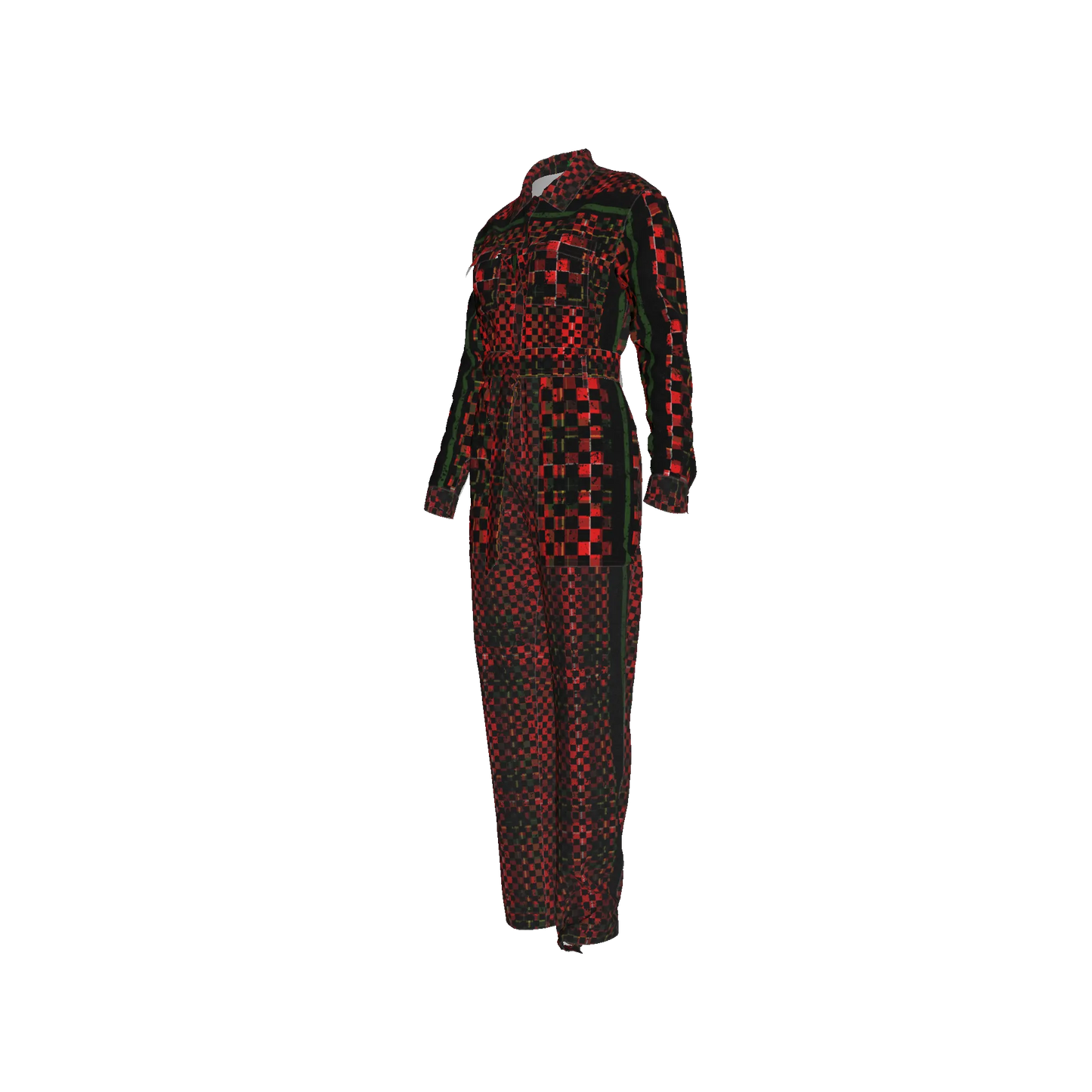 Tartan Chequed Splat MotoStripe™ Zip Jumpsuit