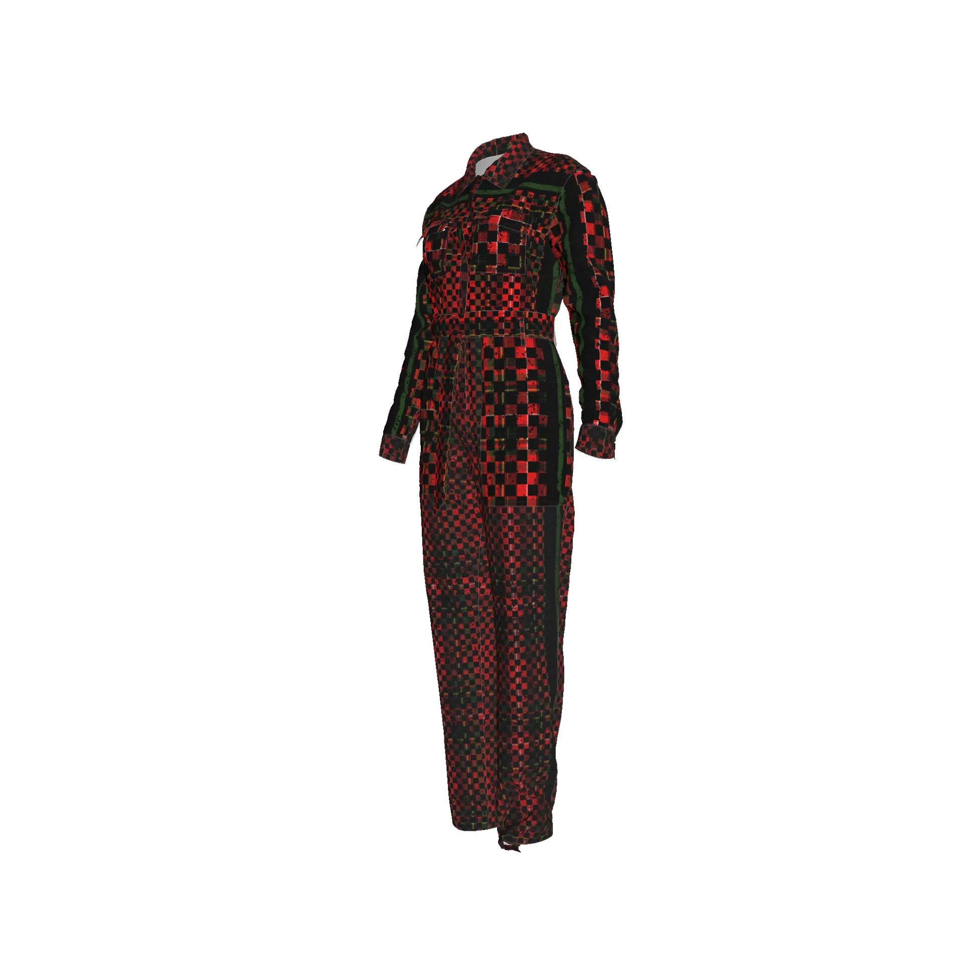 Tartan Chequed Splat MotoStripe™ Zip Jumpsuit