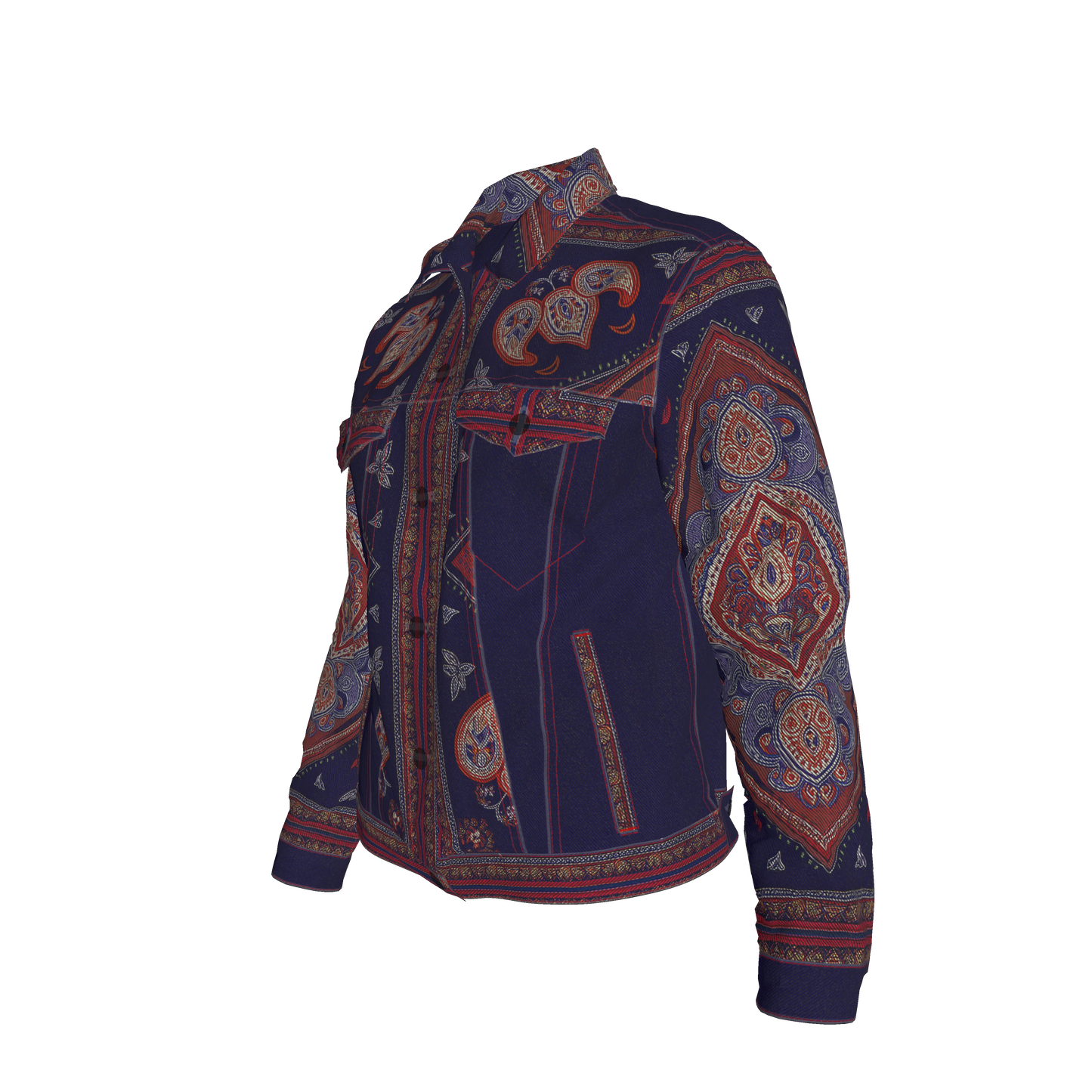 Navy & Red Bandana Women's Jacket 2