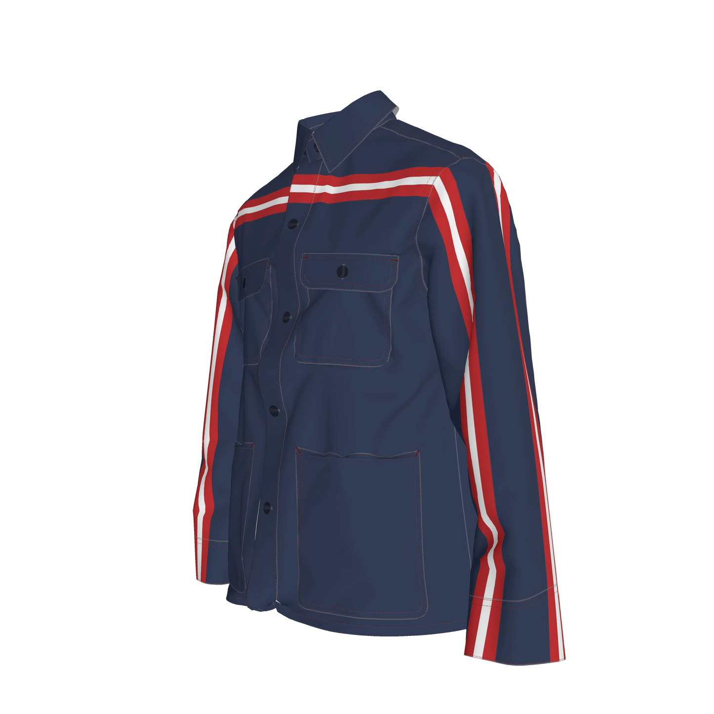 🟦🔴⚪ The Retro Blue MotoStripe™ Chore Coat