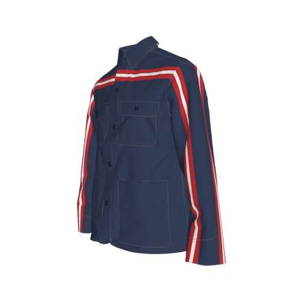 🟦🔴⚪ The Retro Blue MotoStripe™ Chore Coat
