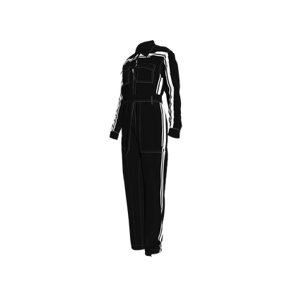 Black & White Lightweight Organic Cotton Flannel MotoStripe™ Jumpsuit