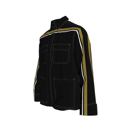 Gold & White MotoStripe™ Black Chore Coat ⚫✨🏈