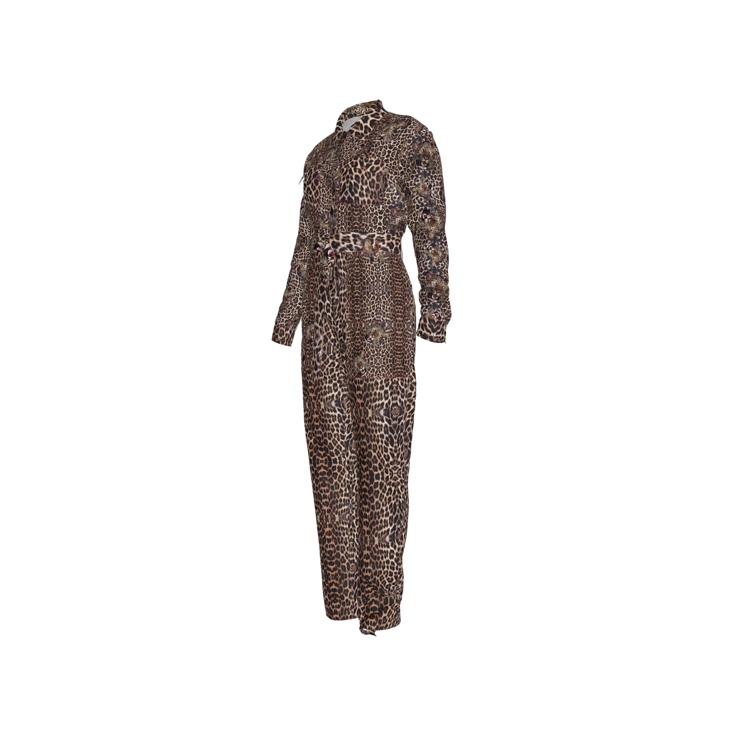 Leopard Head Zip Up Jumpsuit