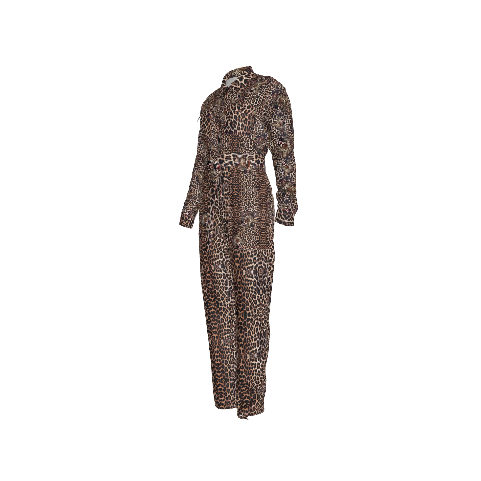 Leopard Head Zip Up Jumpsuit