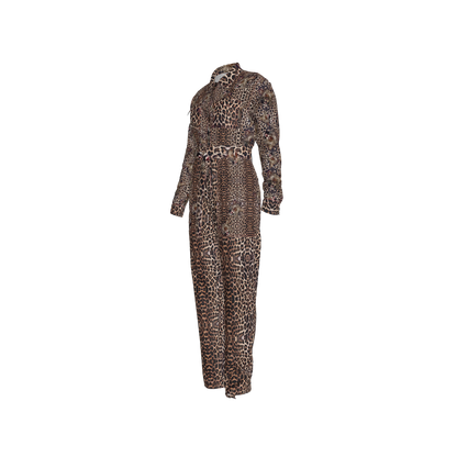 Leopard Head Zip Up Jumpsuit