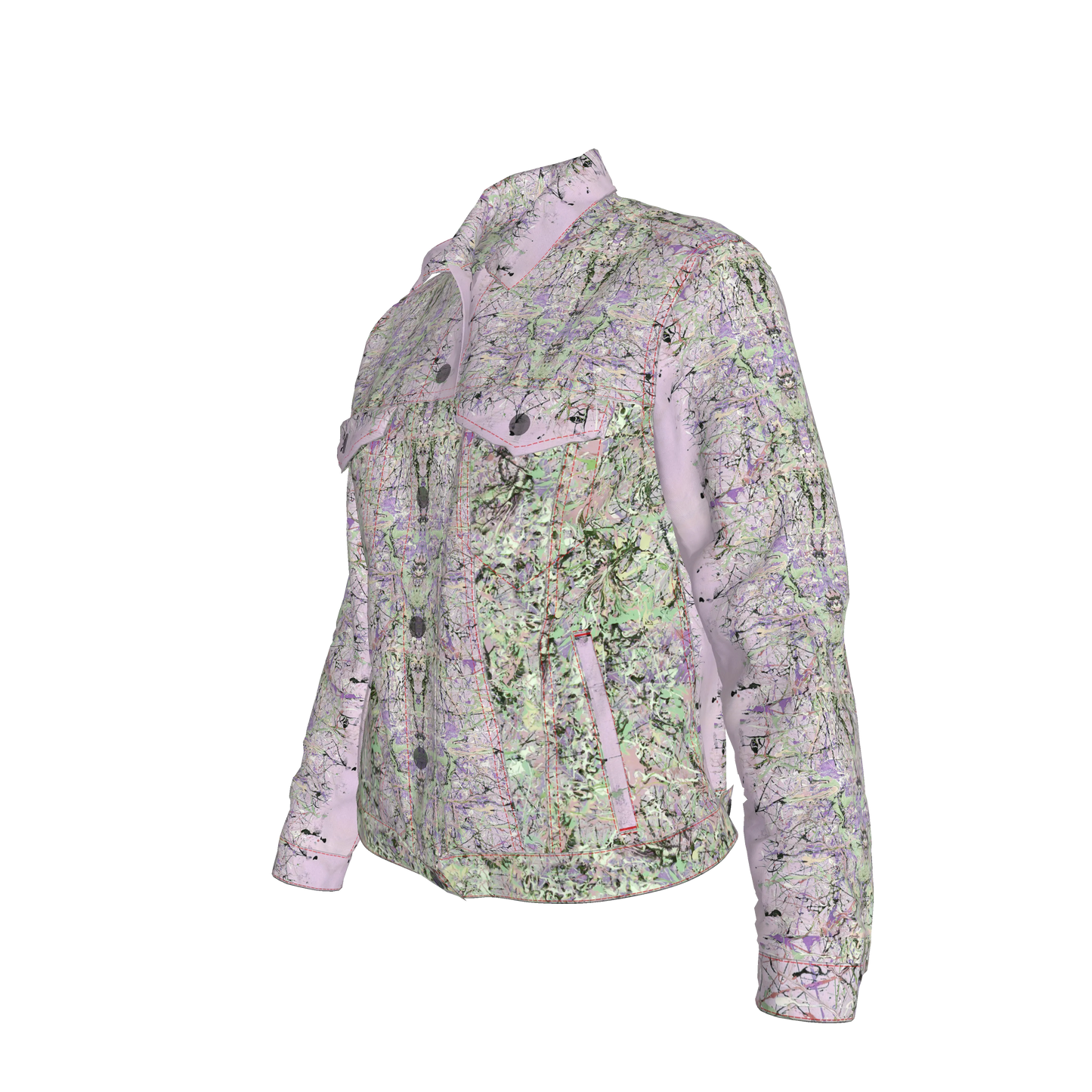 💜 Lilac & Green Splatter Canvas Jean Jacket