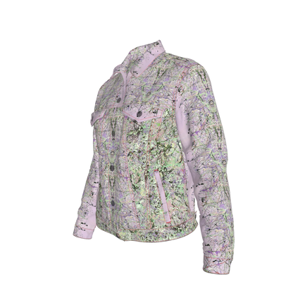 💜 Lilac & Green Splatter Canvas Jean Jacket