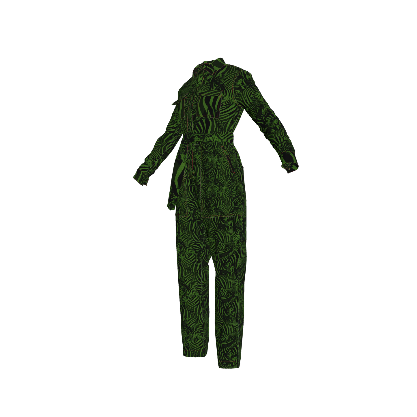 Green Zebra Button Jumpsuit