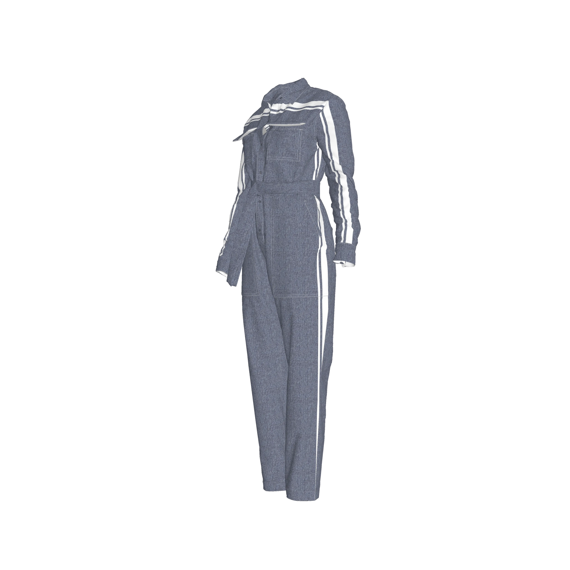 Acid Denim MotoStripe™ Button Jumpsuit
