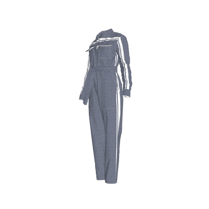 Acid Denim MotoStripe™ Button Jumpsuit