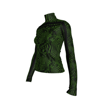 🦓💚 Green Zebra MotoStripe™ Turtleneck