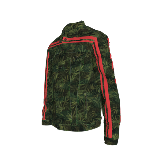 🌿Green Leaf Camo MotoStripe™ Men's Jean Jacket