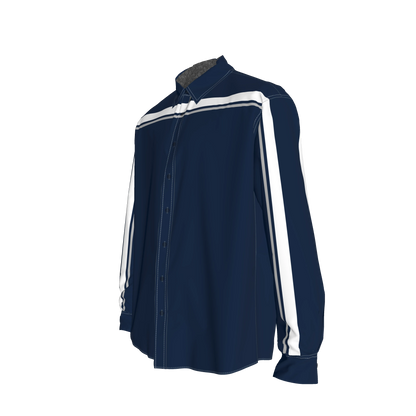 Navy MotoStripe™ Oversized Men’s Button-Down Shirt 💙⚡