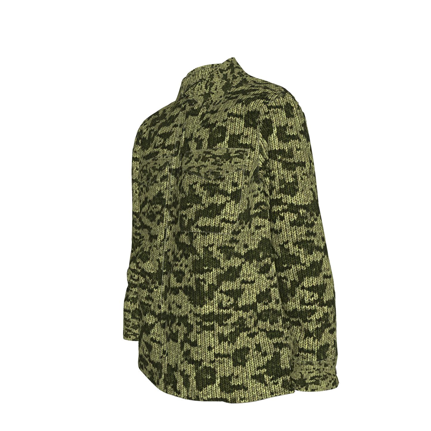 Forest Green🌲🧶Faux-Knit Denim Shirt Jacket 