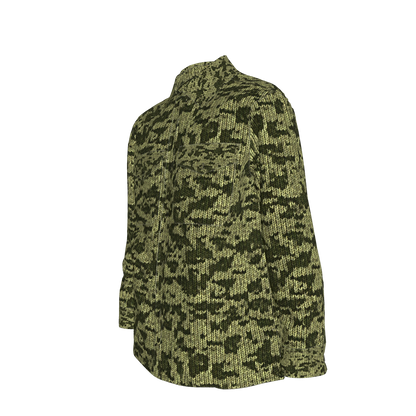 Forest Green🌲🧶Faux-Knit Denim Shirt Jacket 