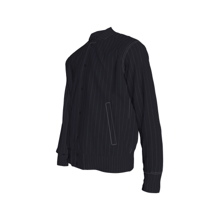 The Navy Pinstripe Snap Terry Baseball Jacket ⚾💙