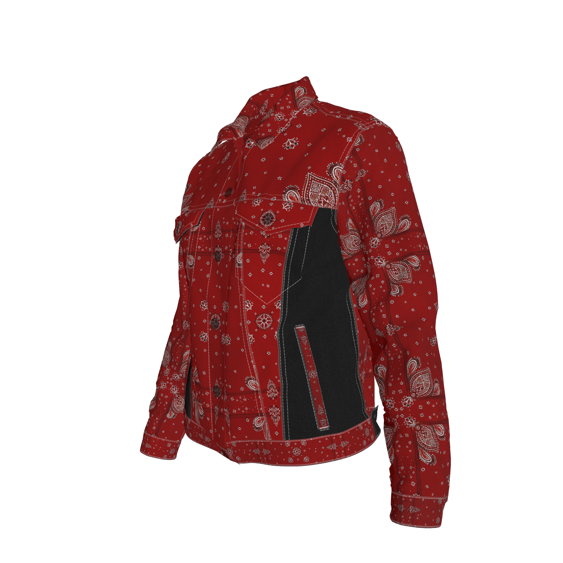 Red Bandana Women's Jean Jacket