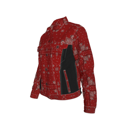 Red Bandana Women's Jean Jacket