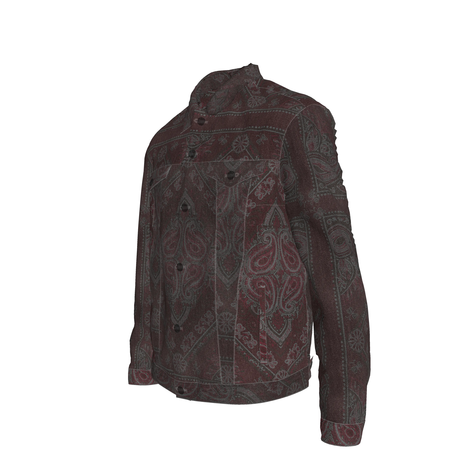 Burgundy Bandana Men's Jean Jacket