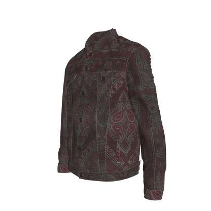 Burgundy Bandana Men's Jean Jacket