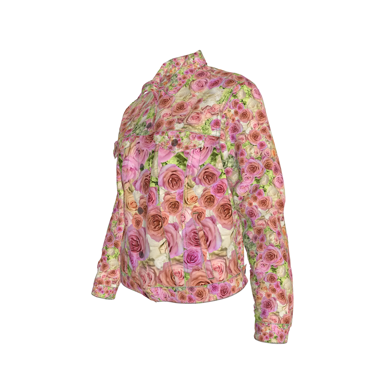 Rose & Hydrangea Women’s Jean Jacket 🌹🌸💚 