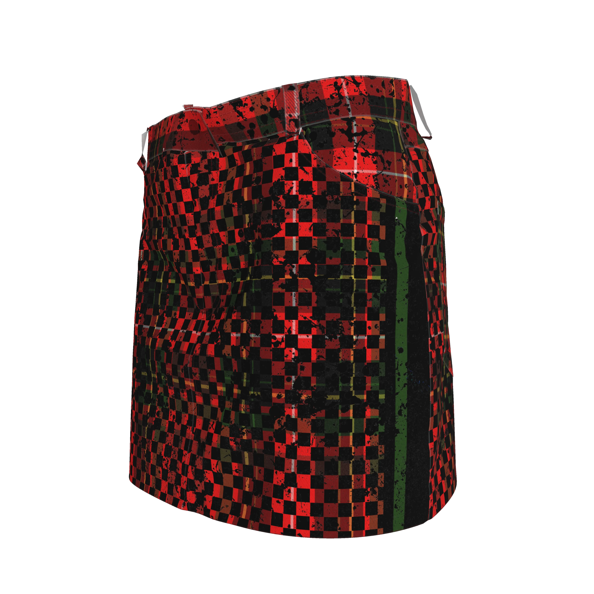 Tartan Check Splat MotoStripe™ Jean Skirt
