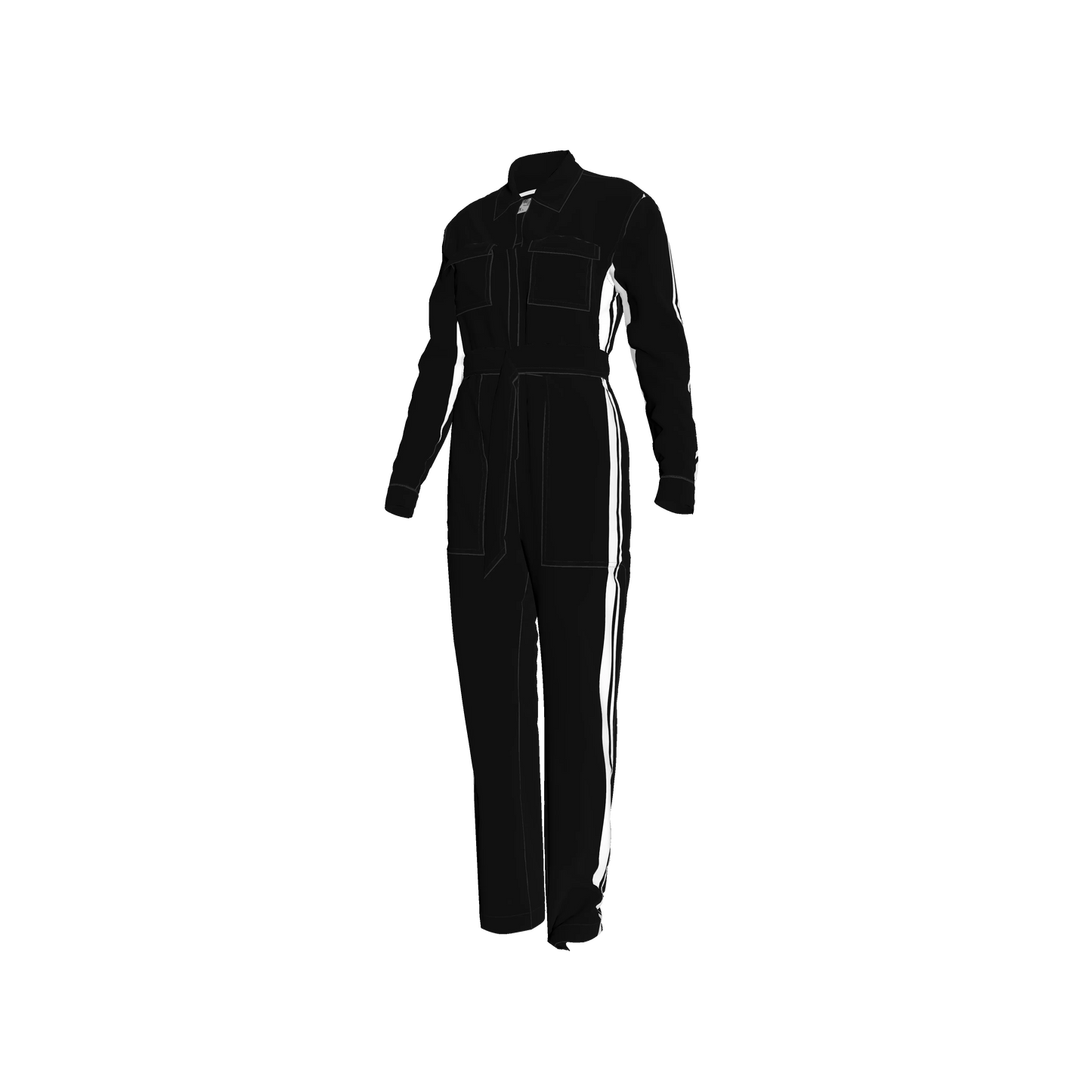 Black & White Zip Lightweight MotoStripe™ Jumpsuit