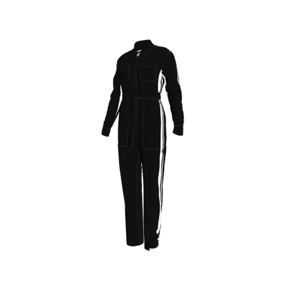 Black & White Zip Lightweight MotoStripe™ Jumpsuit