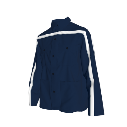Navy Blue w/White Gray MotoStripe™ Coat