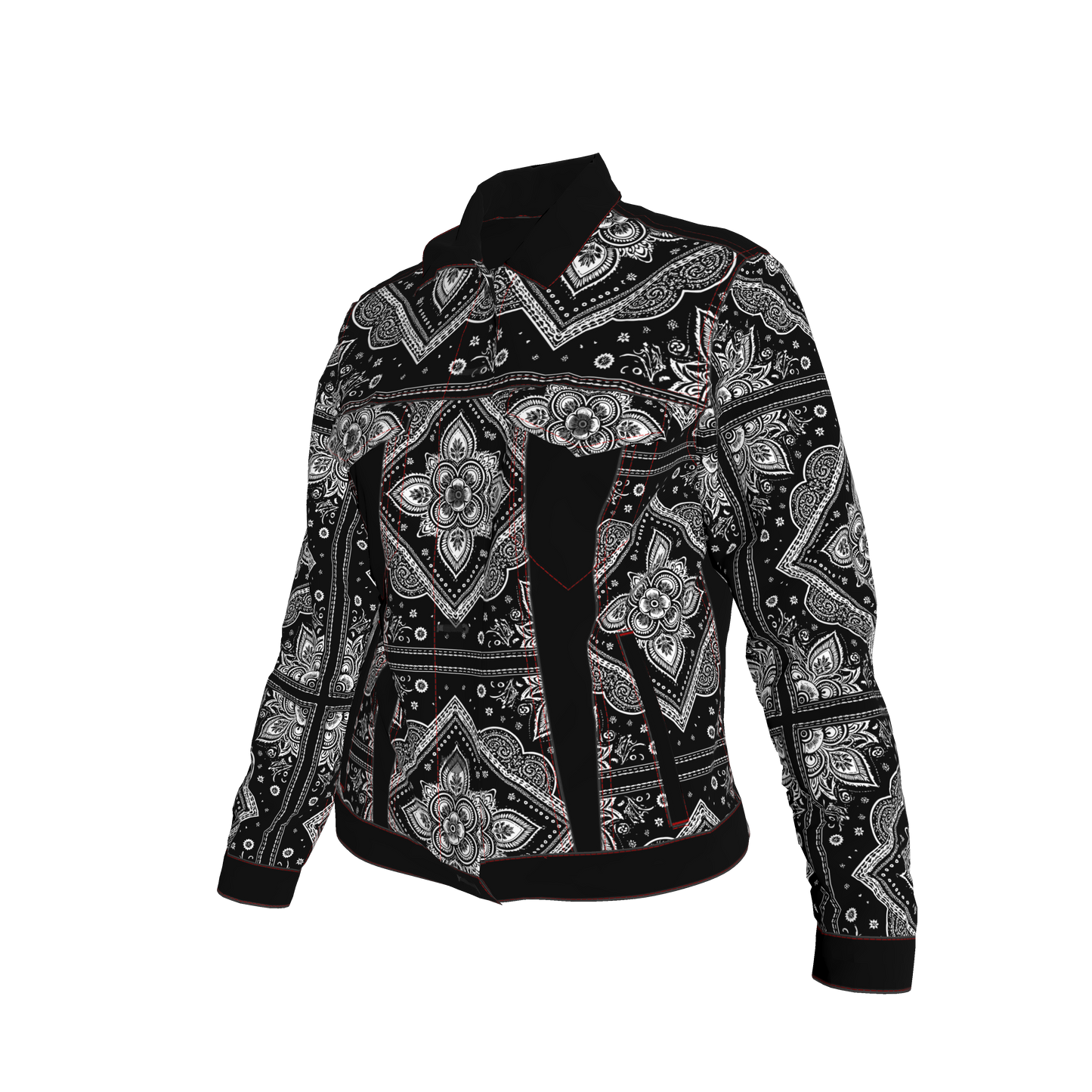 Bandana Print Women's Jean Jacket ⚫🤍