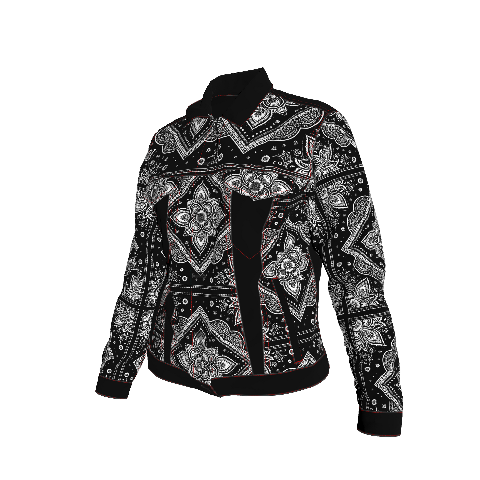 Bandana Print Women's Jean Jacket ⚫🤍