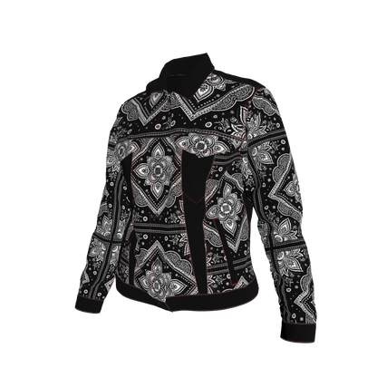 Bandana Print Women's Jean Jacket ⚫🤍