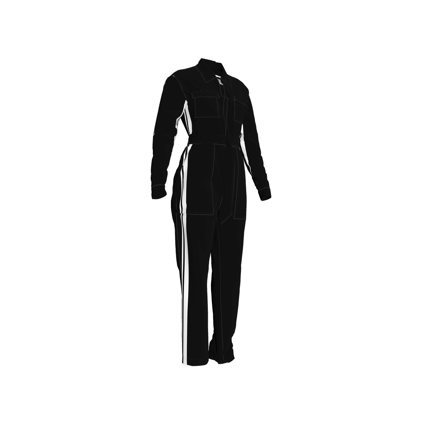Black & White Zip Lightweight MotoStripe™ Jumpsuit