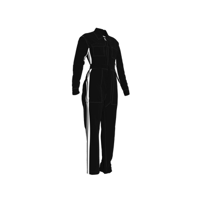 Black & White Zip Lightweight MotoStripe™ Jumpsuit